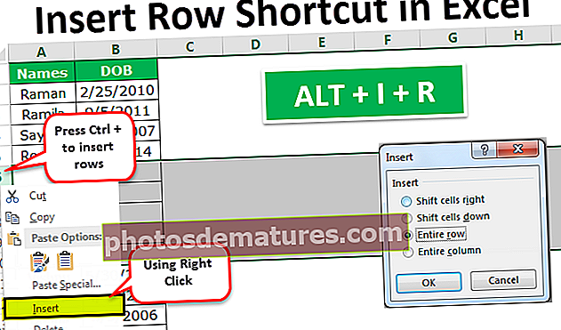 Ipasok ang Shortcut ng Row sa Excel