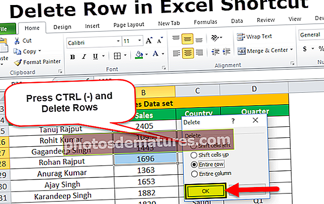 Tanggalin ang Shortcut ng Row sa Excel