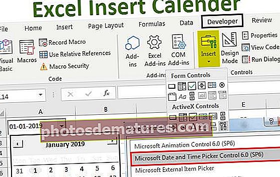 Ipasok ang Kalendaryo sa Excel