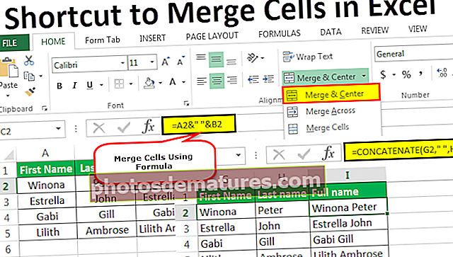 Shortcut to Merge Cells sa Excel