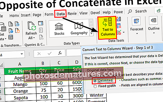 Contrari de concatenar a Excel
