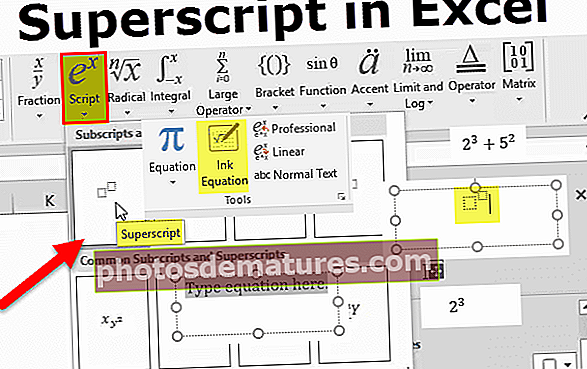 Superscript sa Excel