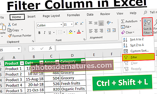 Afegiu un filtre a Excel